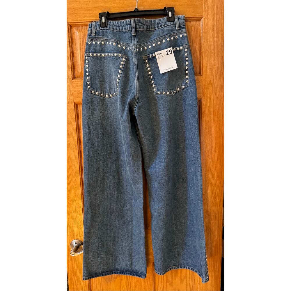 Reformation Cary Studded High Waist Wide Leg Jeans Size 29 New - Picture 6 of 6